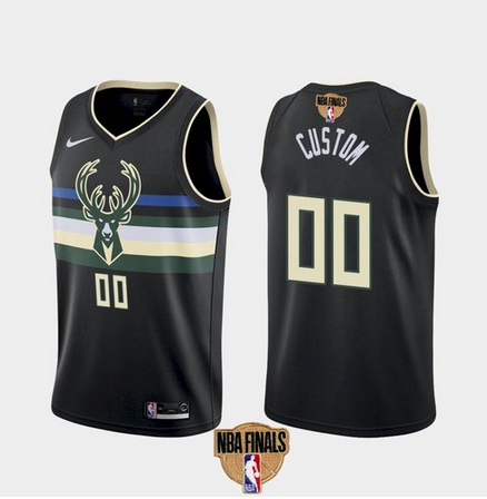 Men's Milwaukee Bucks Customized 2021 NBA Finals Black Statement Edition Stitched Jersey